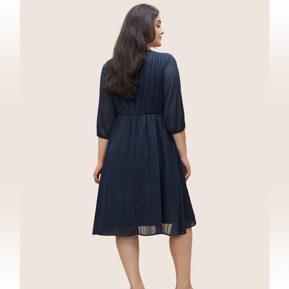 BloomChic Plus Size XL Textured Chiffon Mesh Patchwork Ruched Dress us 14-16 - Picture 2 of 8